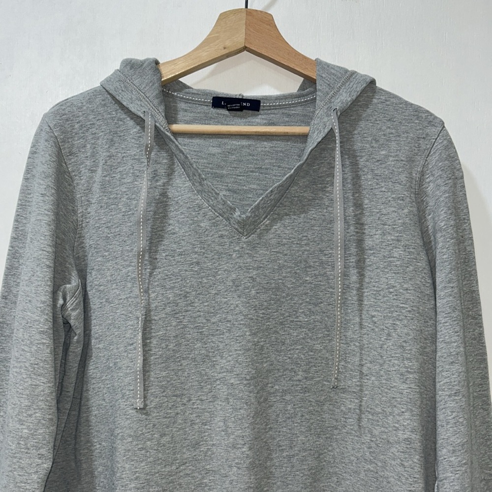 LAND END WOMENS PULLOVER HODDIE GRAY LONG SLEEVE SZ MD - Picture 3 of 7